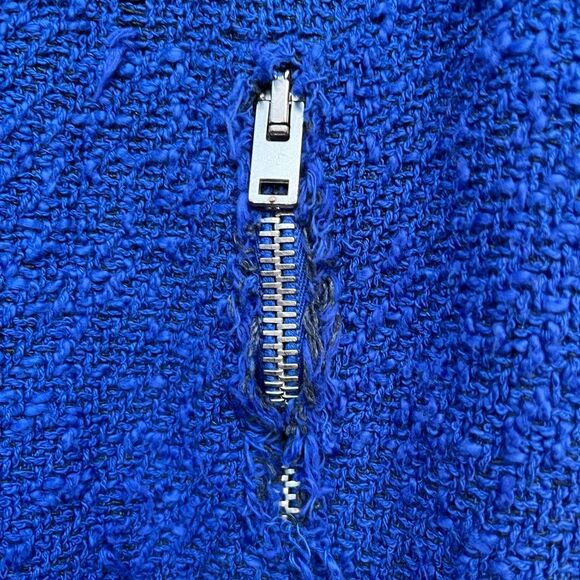IRO Agnetay Royal Blue Tweed Boucle Cropped Zipper Jacket, Frayed Edge Detail, 2 - Picture 10 of 15